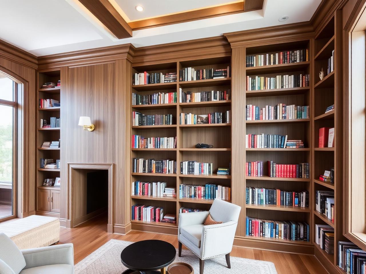 Custom wood library millwork